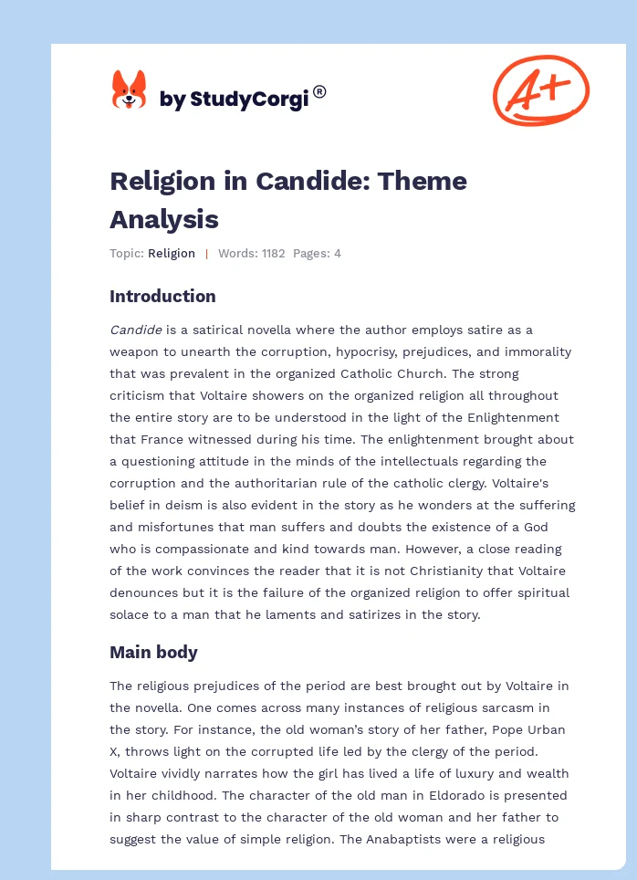Religion in Candide: Theme Analysis. Page 1