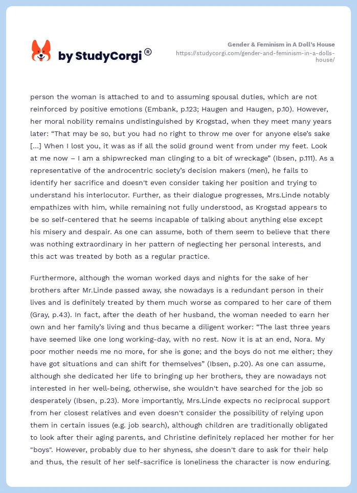 Gender & Feminism in A Doll’s House. Page 2