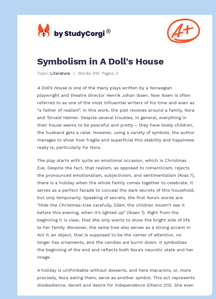 symbolism in a doll's house essay