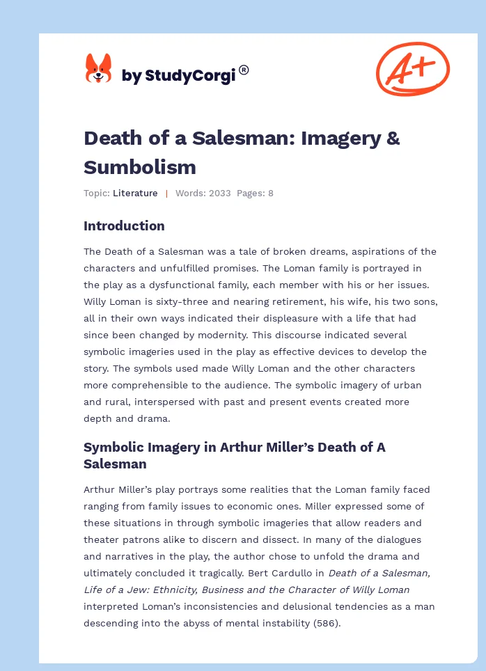 Death of a Salesman: Imagery & Sumbolism. Page 1