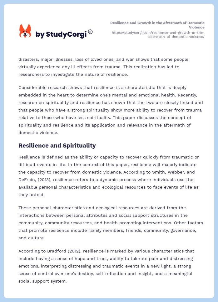 Resilience and Growth in the Aftermath of Domestic Violence. Page 2