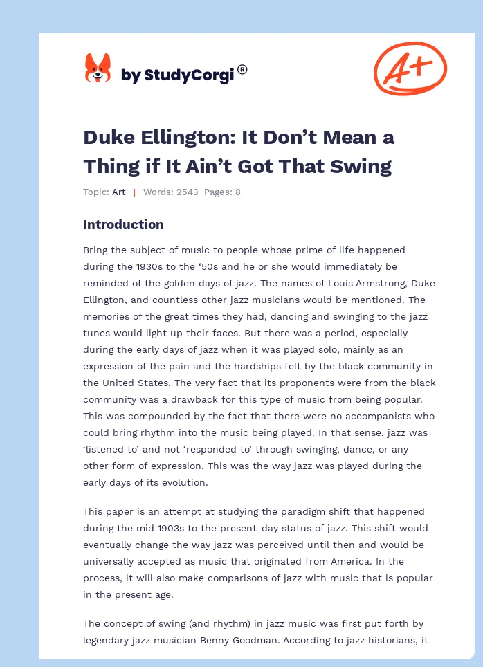 Duke Ellington: It Don’t Mean a Thing if It Ain’t Got That Swing. Page 1
