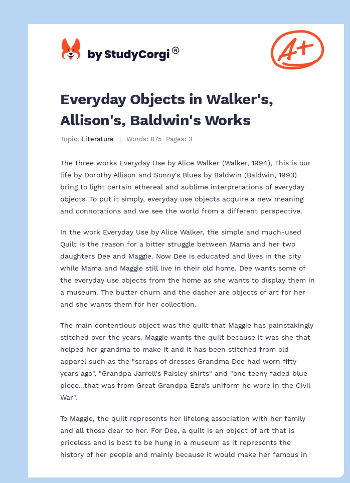 Everyday Objects in Walker's, Allison's, Baldwin's Works. Page 1