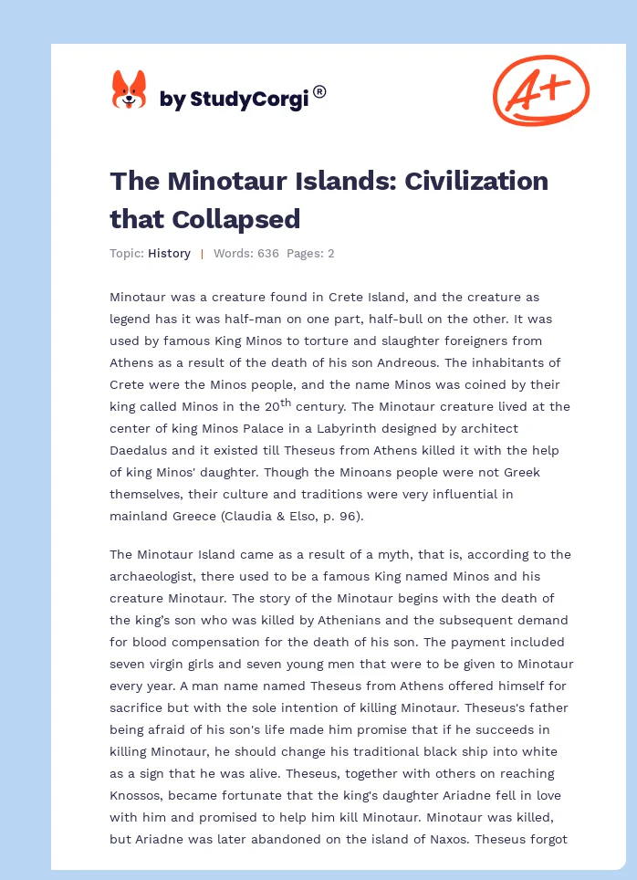 The Minotaur Islands: Civilization that Collapsed. Page 1