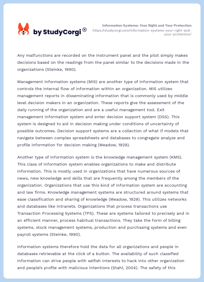 Information Systems: Your Right and Your Protection. Page 2