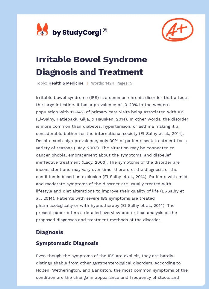 Irritable Bowel Syndrome Diagnosis and Treatment. Page 1