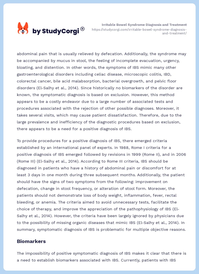Irritable Bowel Syndrome Diagnosis and Treatment. Page 2