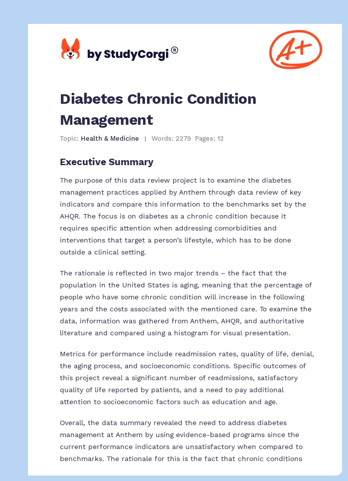 Diabetes Chronic Condition Management. Page 1