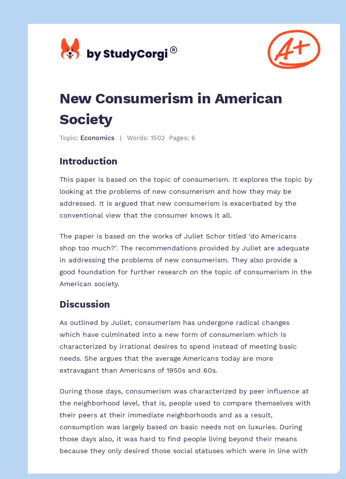 New Consumerism in American Society. Page 1