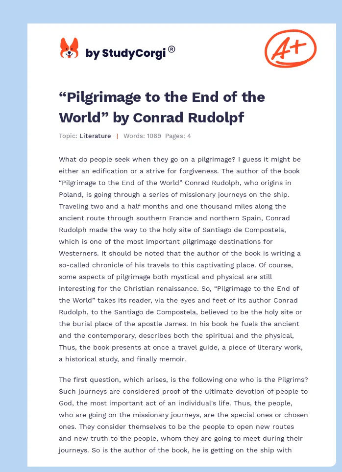 “Pilgrimage to the End of the World” by Conrad Rudolpf. Page 1