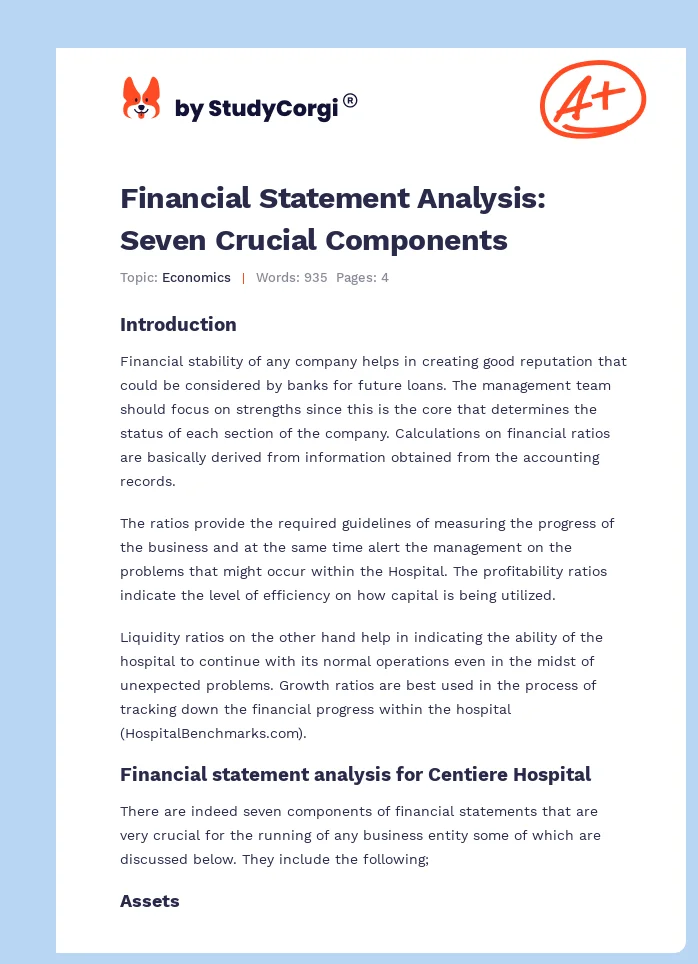 Financial Statement Analysis: Seven Crucial Components. Page 1