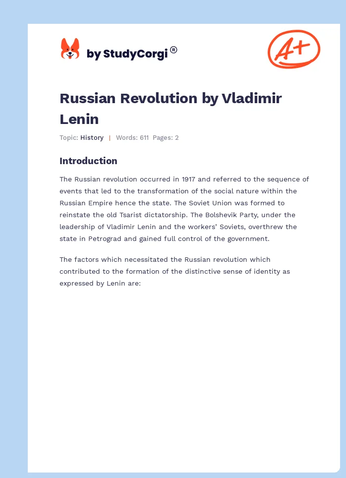 Russian Revolution by Vladimir Lenin. Page 1