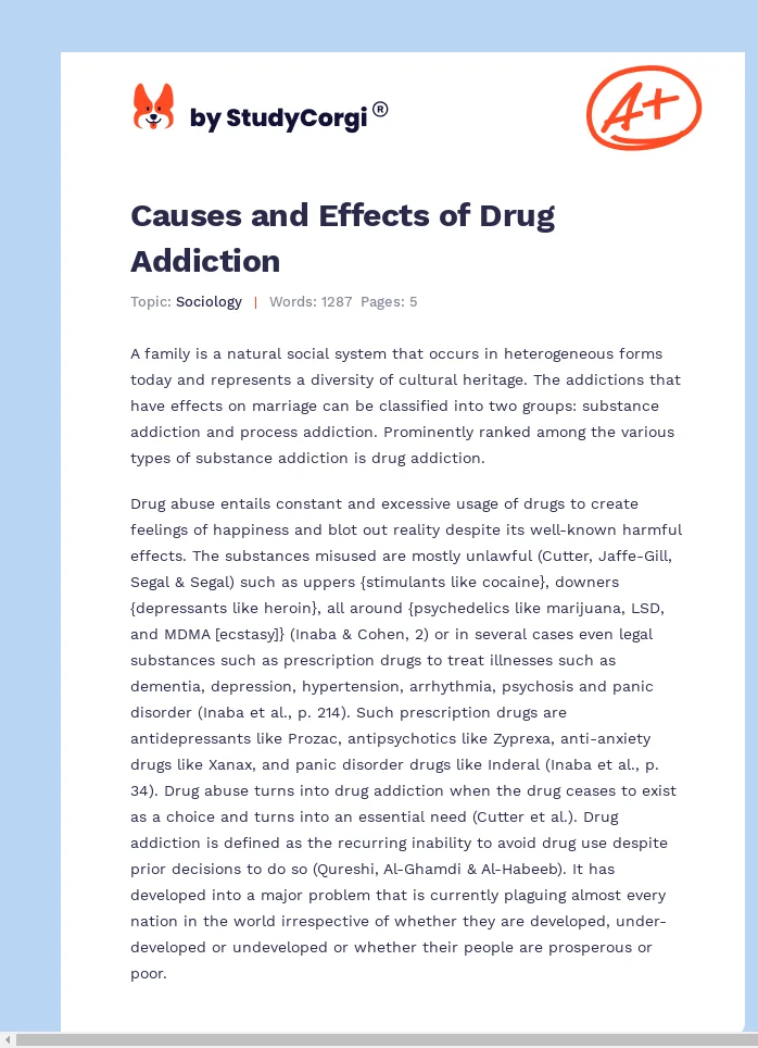 Causes and Effects of Drug Addiction. Page 1