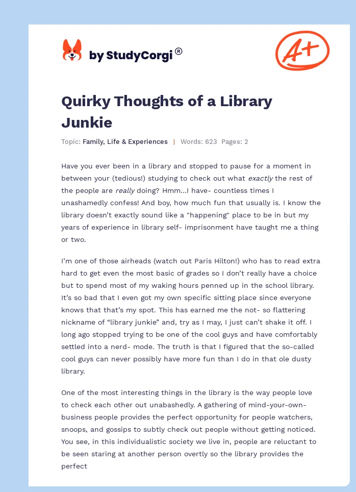 Quirky Thoughts of a Library Junkie. Page 1