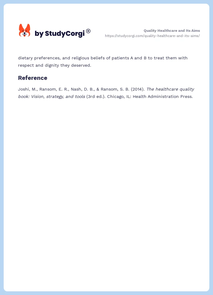 Quality Healthcare and Its Aims. Page 2