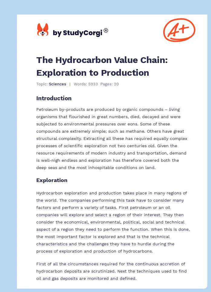 The Hydrocarbon Value Chain: Exploration to Production. Page 1