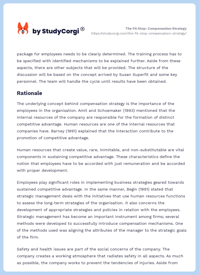 The Fit Stop: Compensation Strategy. Page 2