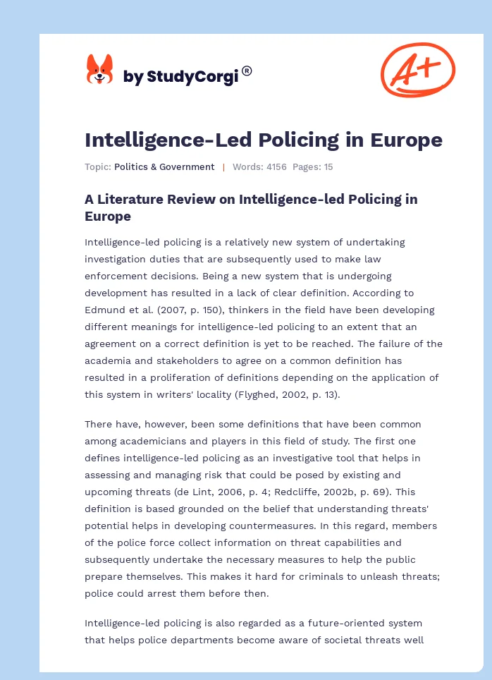 Intelligence-Led Policing in Europe. Page 1