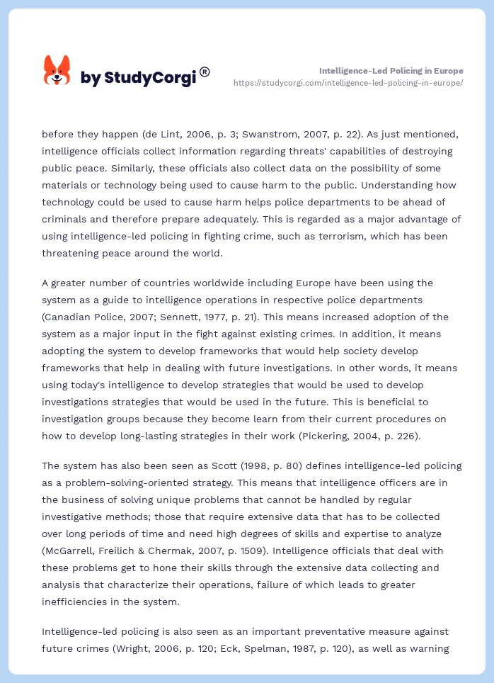Intelligence-Led Policing in Europe. Page 2
