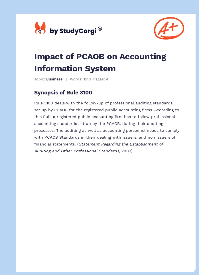 Impact of PCAOB on Accounting Information System. Page 1
