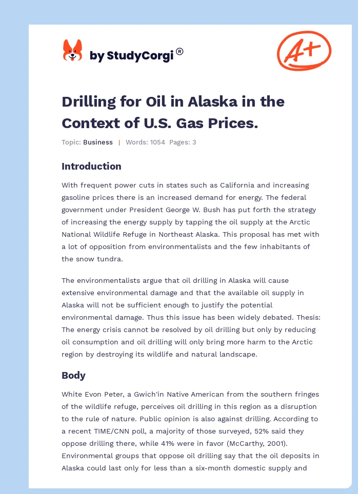 Drilling for Oil in Alaska in the Context of U.S. Gas Prices.. Page 1