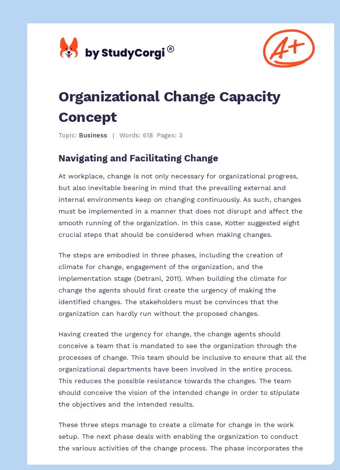 Organizational Change Capacity Concept. Page 1