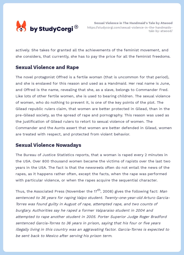 Sexual Violence in The Handmaid's Tale by Atwood. Page 2