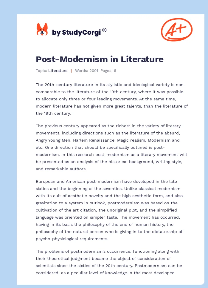 Post Modernism In Literature Page1.webp