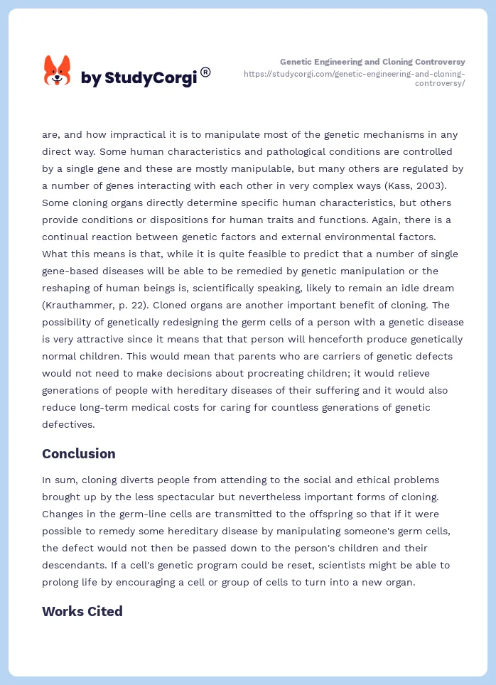 Genetic Engineering and Cloning Controversy. Page 2