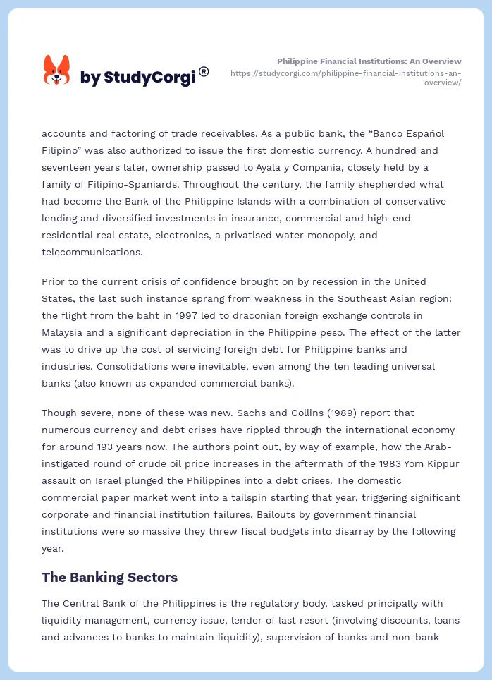 Philippine Financial Institutions: An Overview. Page 2