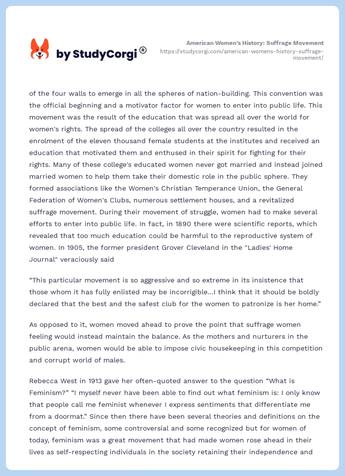 American Women’s History: Suffrage Movement. Page 2