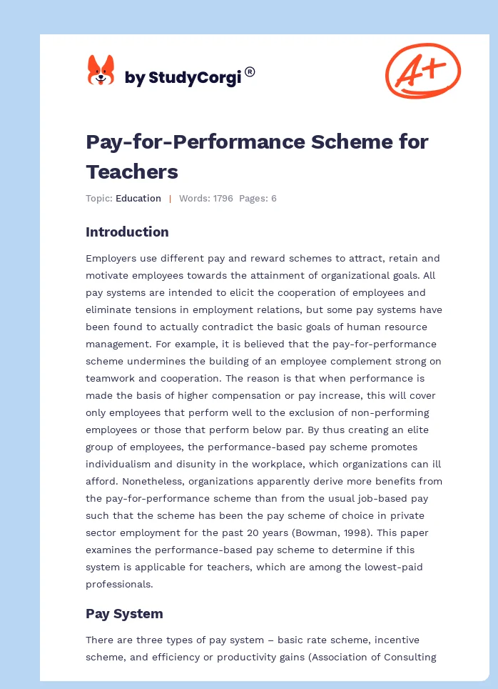 Pay-for-Performance Scheme for Teachers. Page 1