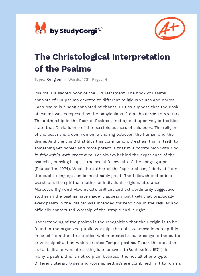 The Christological Interpretation of the Psalms. Page 1