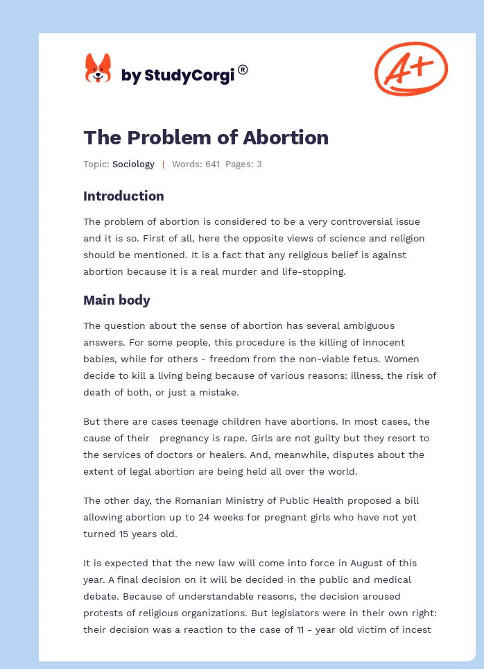 The Problem of Abortion. Page 1