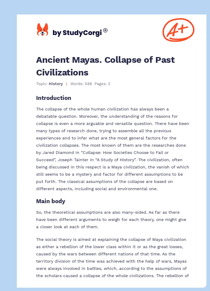 Ancient Mayas. Collapse of Past Civilizations. Page 1