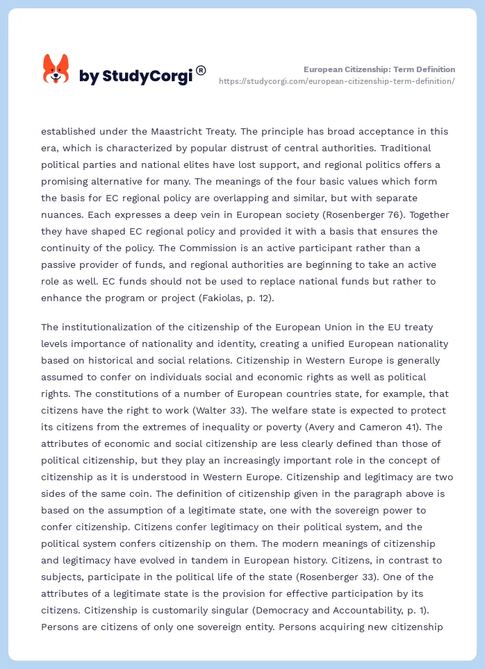 European Citizenship: Term Definition. Page 2