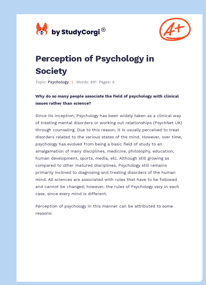 Perception of Psychology in Society. Page 1