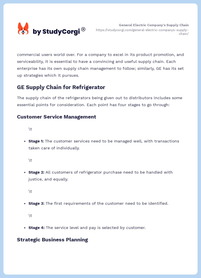 General Electric Company's Supply Chain. Page 2