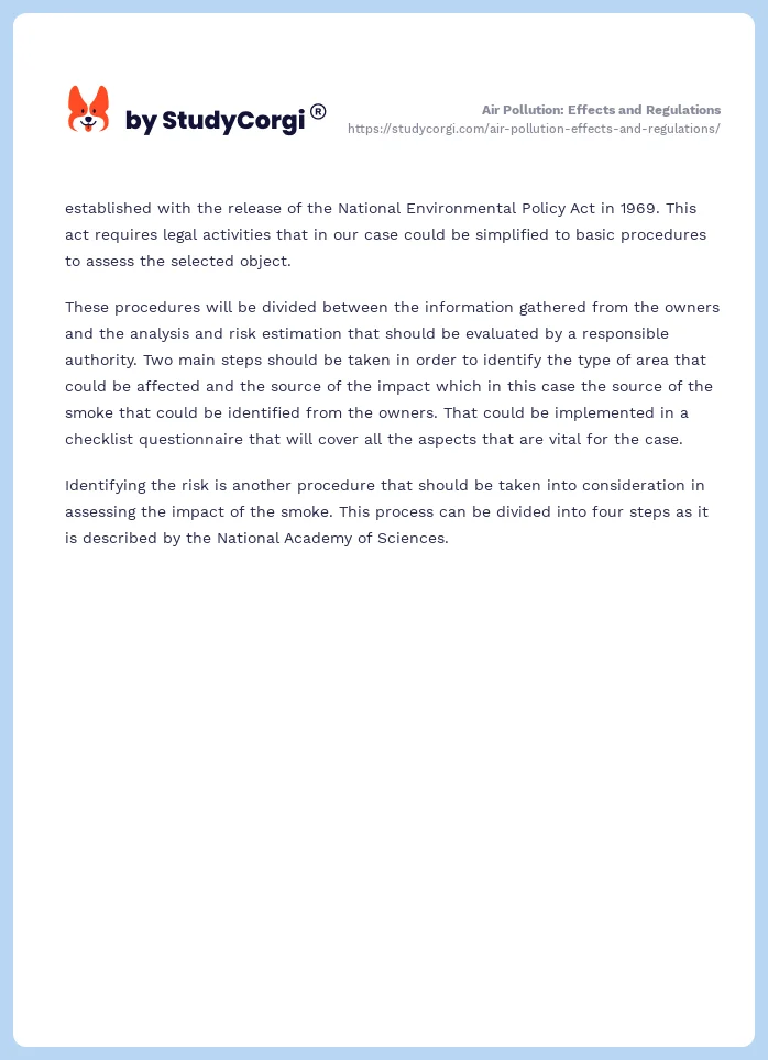 Air Pollution: Effects and Regulations. Page 2