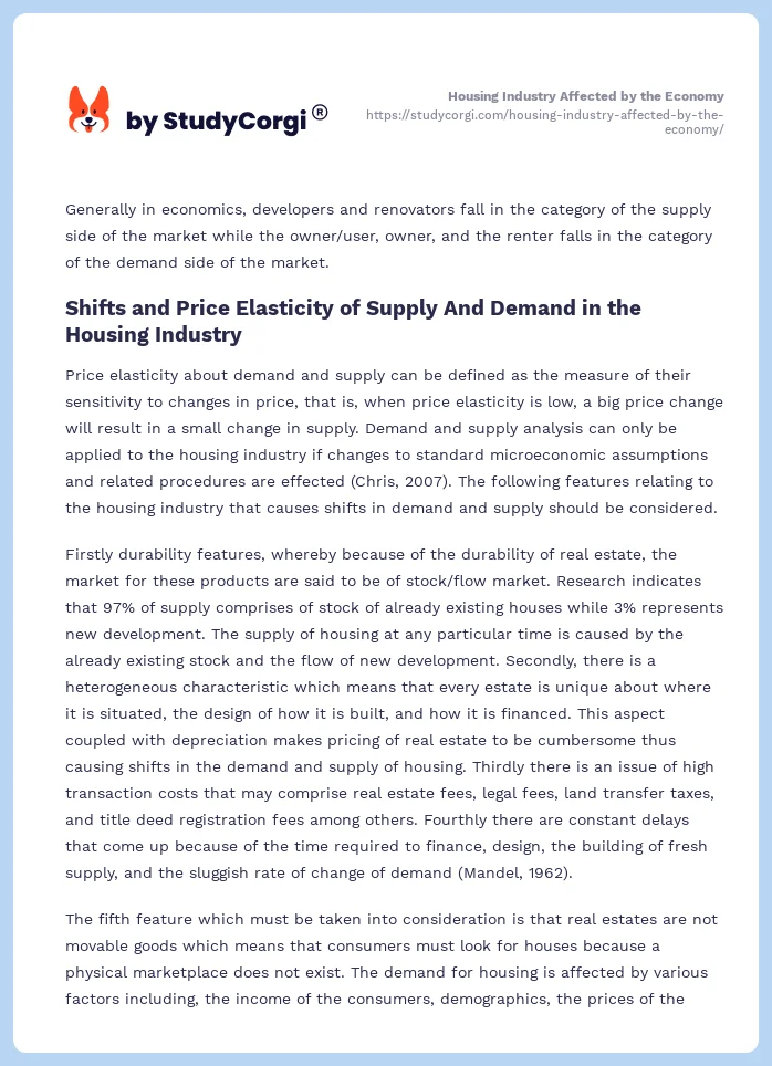 Housing Industry Affected by the Economy. Page 2