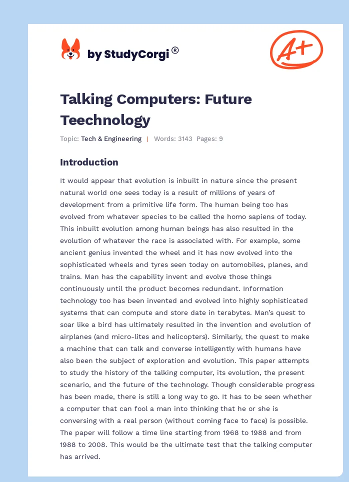 Talking Computers: Future Teechnology. Page 1