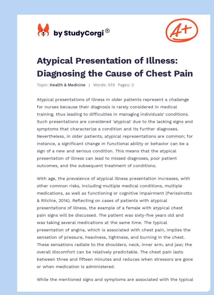 Atypical Presentation of Illness: Diagnosing the Cause of Chest Pain. Page 1
