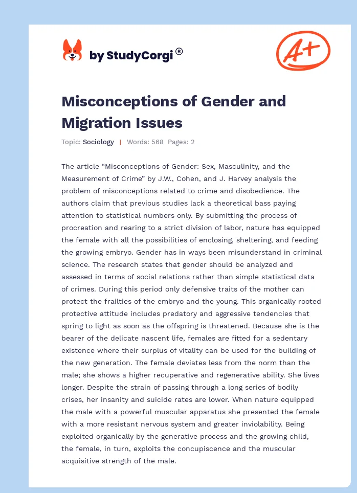 Misconceptions of Gender and Migration Issues. Page 1