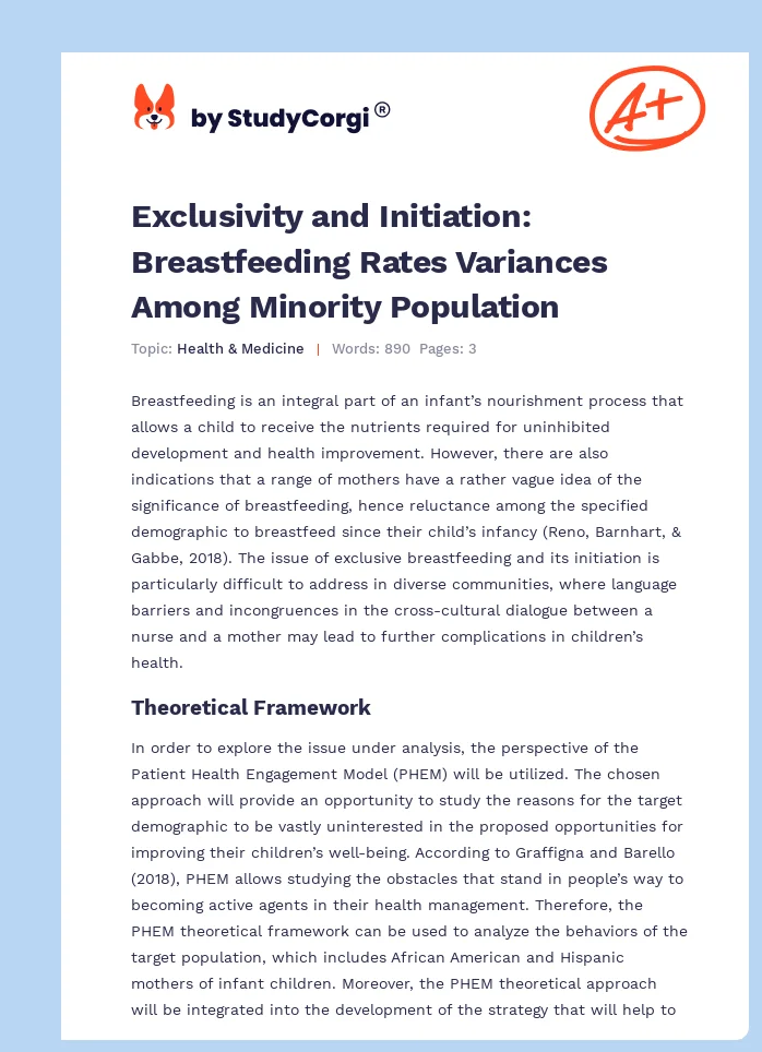 Exclusivity and Initiation: Breastfeeding Rates Variances Among Minority Population. Page 1