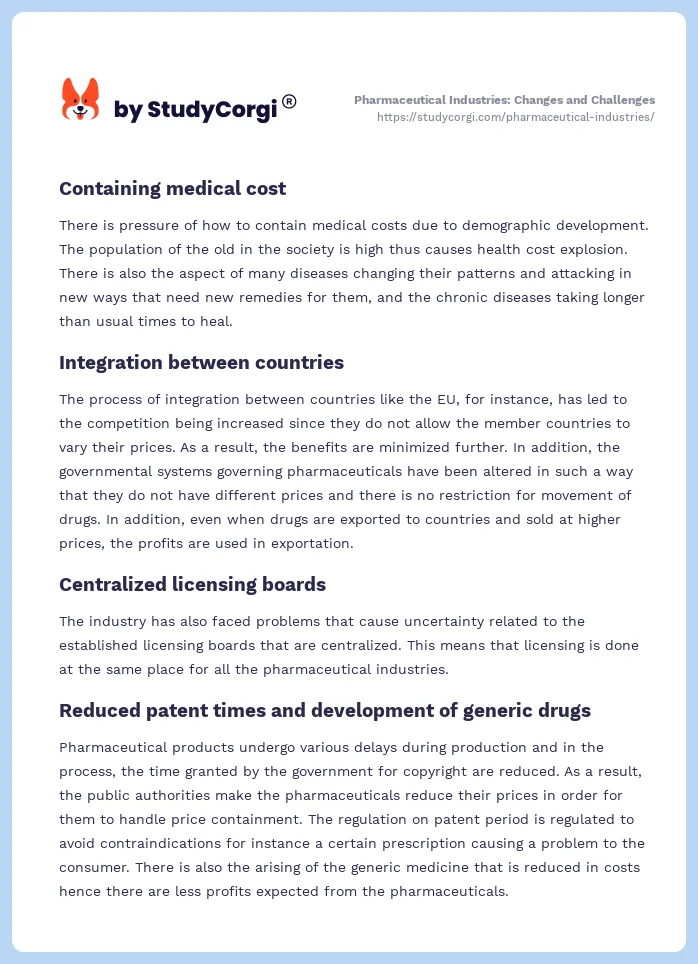 Pharmaceutical Industries: Changes and Challenges. Page 2