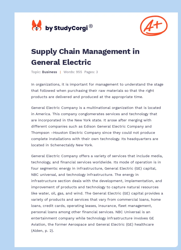 Supply Chain Management in General Electric. Page 1