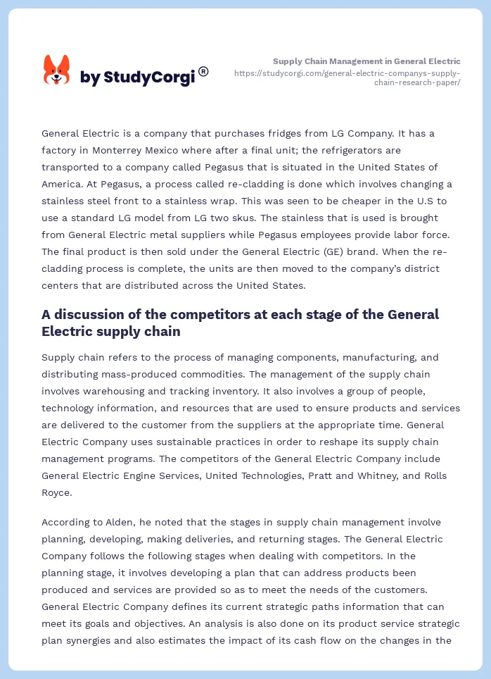 Supply Chain Management in General Electric. Page 2