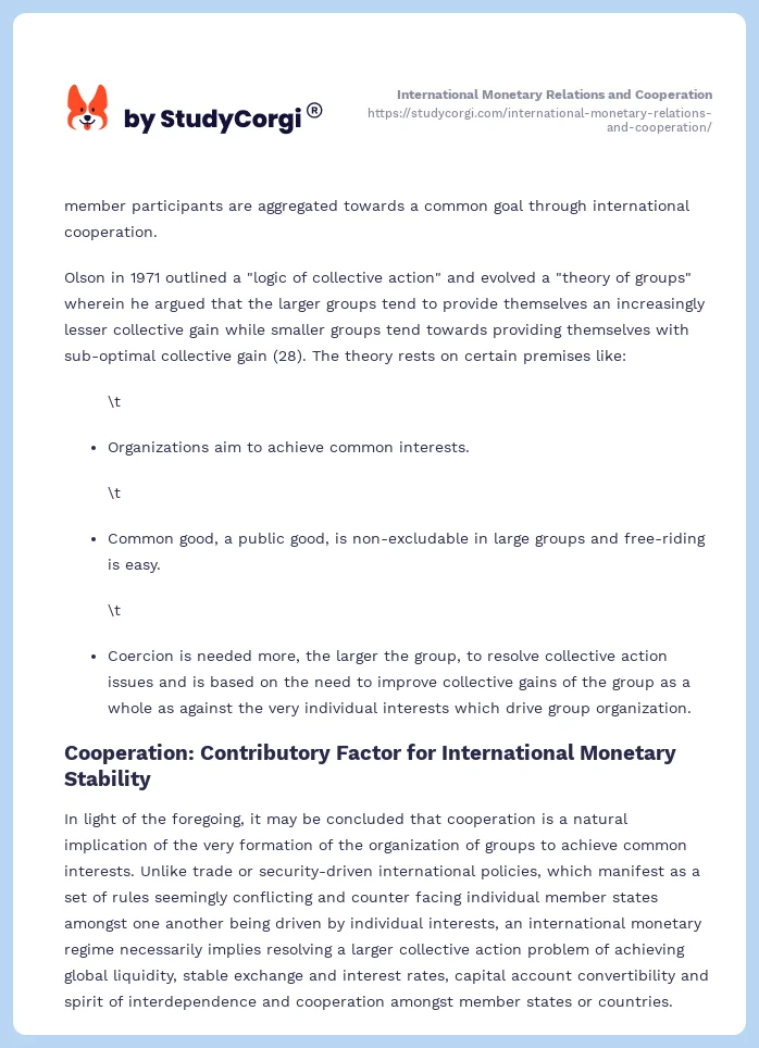 International Monetary Relations and Cooperation. Page 2