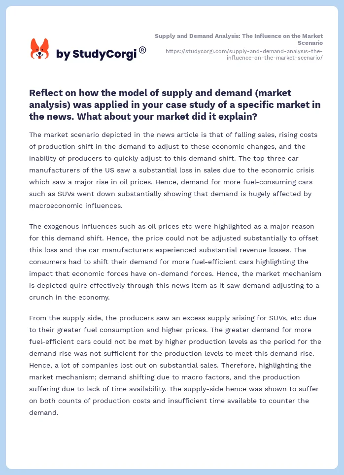 Supply and Demand Analysis: The Influence on the Market Scenario. Page 2