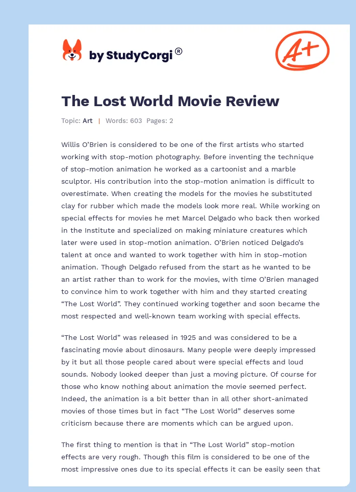 The Lost World Movie Review. Page 1